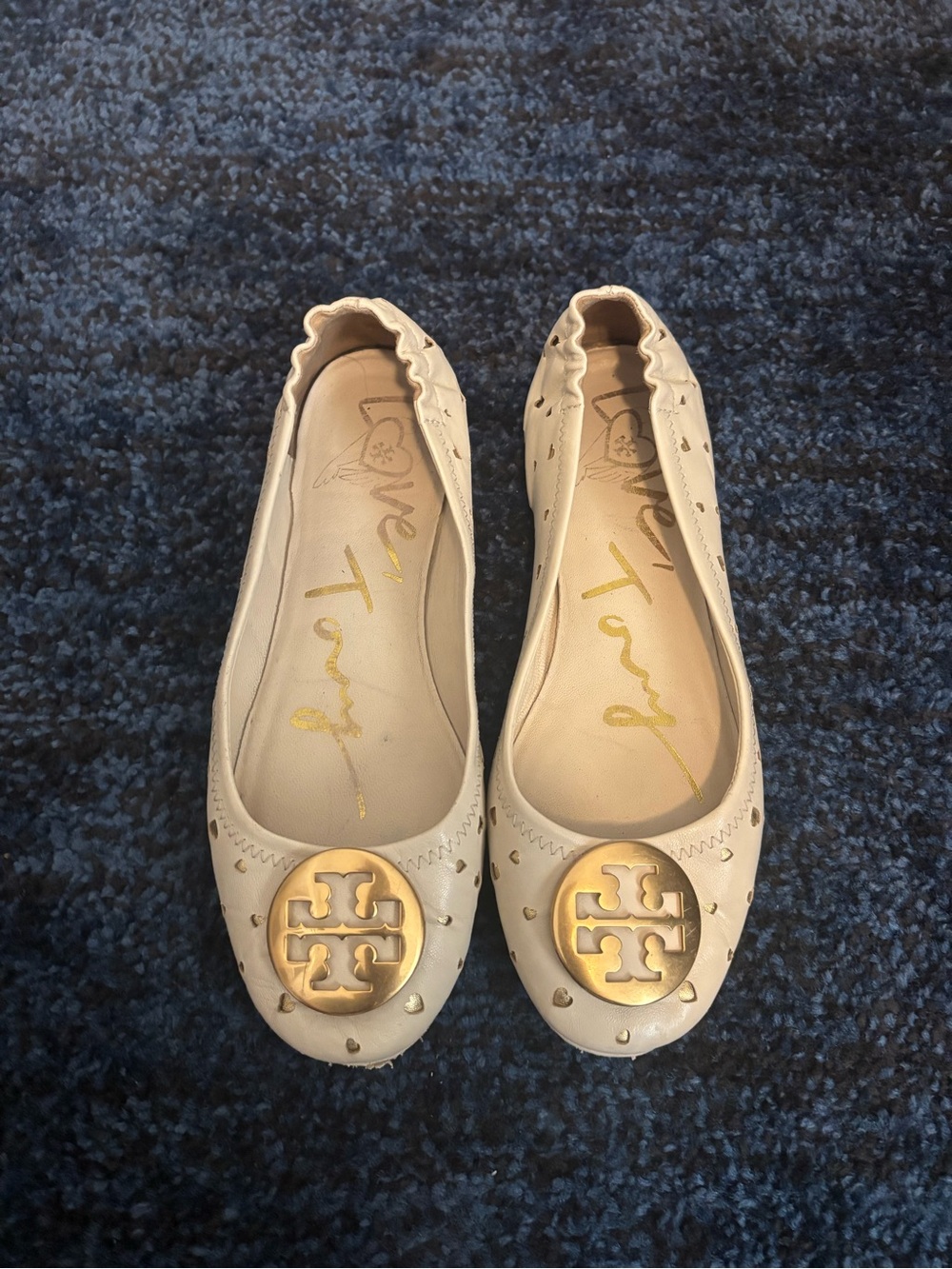 Tory Burch Women's Cream Heart Ballet Flats